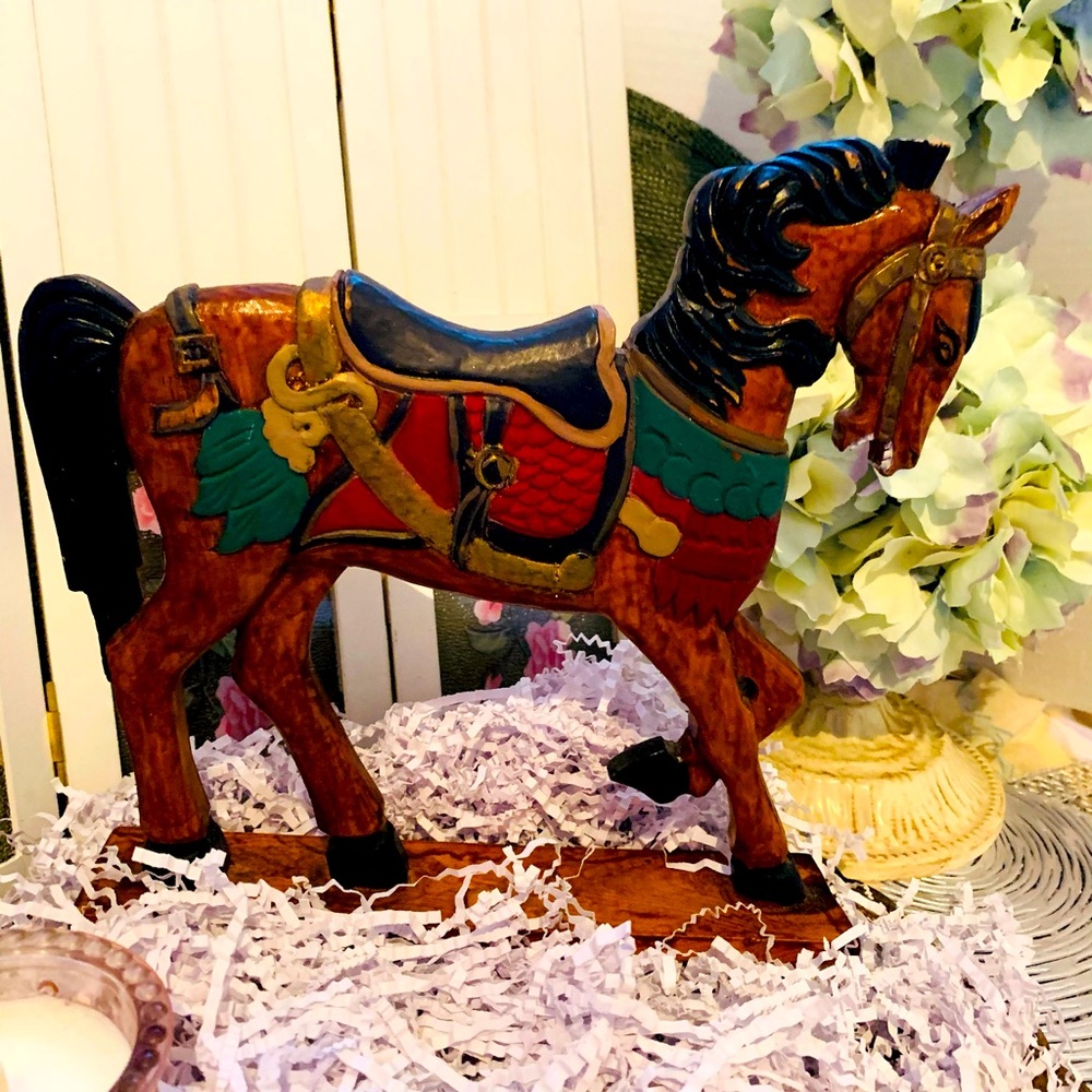 Vintage Wood carved painted Horse - Picture 4 of 12